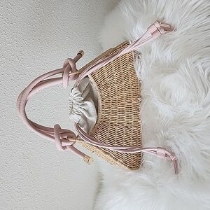 Rattan Knot Top Handle Bag